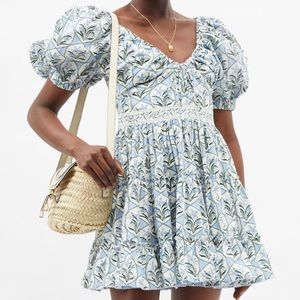NWT Agua by Agua Bendita Manzanilla floral-print cotton-poplin mini dress